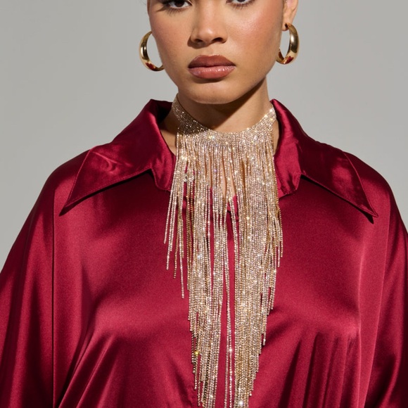 Elegant Gold Fringe Necklace - Picture 2 of 2